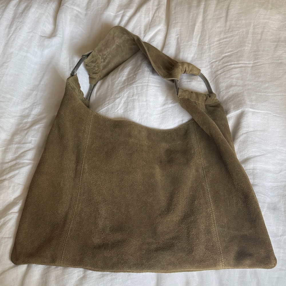 Free People Women's Green Bobbi Slouch Suede Tote